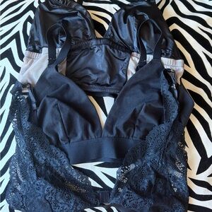 Victoria's Secret Black Lace and Satin Bra Set